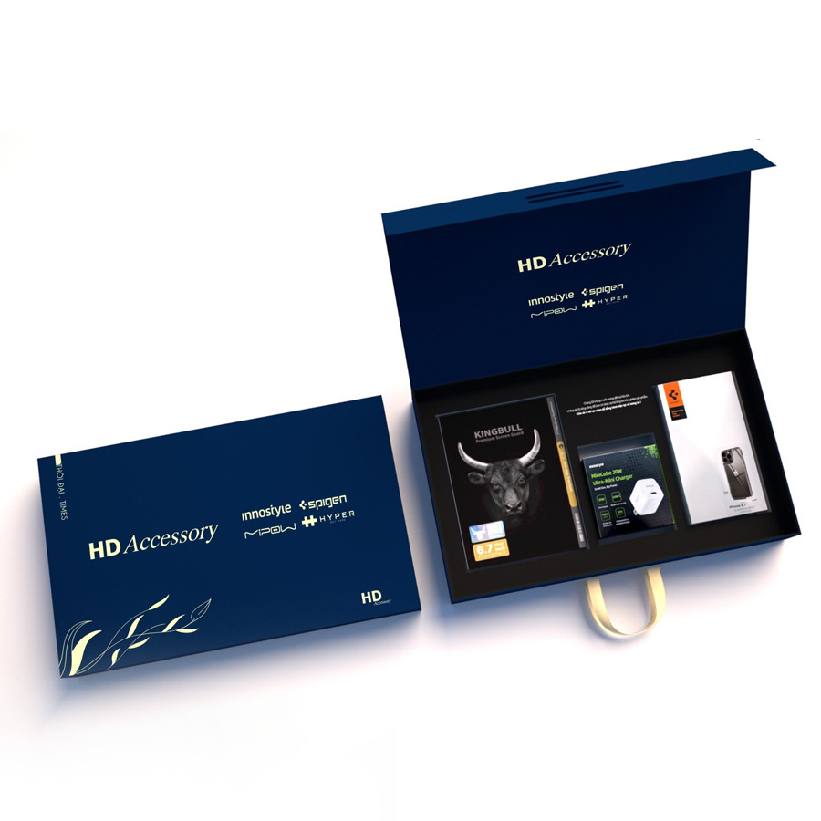 Xưởng sản xuất hộp giấy đựng phụ kiện điện thoại, in logo theo yêu cầu thương hiệu, cửa hàng 86 COMBO PHỤ KIỆN IPHONE 15 SERIES THỜI ĐẠI HD